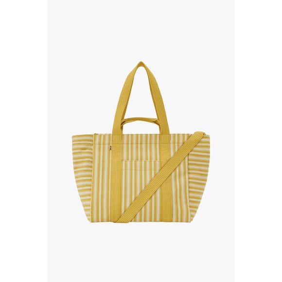 NWT Beis Canvas Vacation Tote Beach Bag in Honey Stripe - Picture 5 of 7